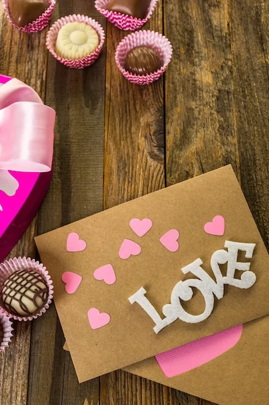 Ręcznie wykonana kartka walentynkowa z papieru makulaturowego